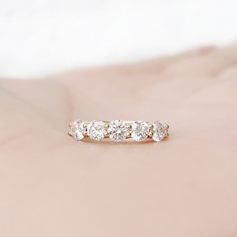 Round cut Diamond Half Eternity Anniversary ring in Yellow Gold - Victoria's Jewellery