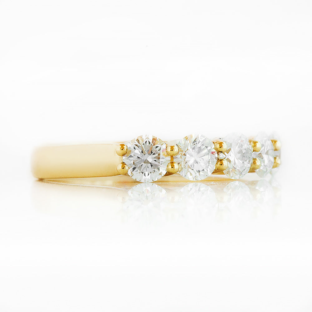 Round cut Diamond Half Eternity Anniversary ring in Yellow Gold - Victoria's Jewellery