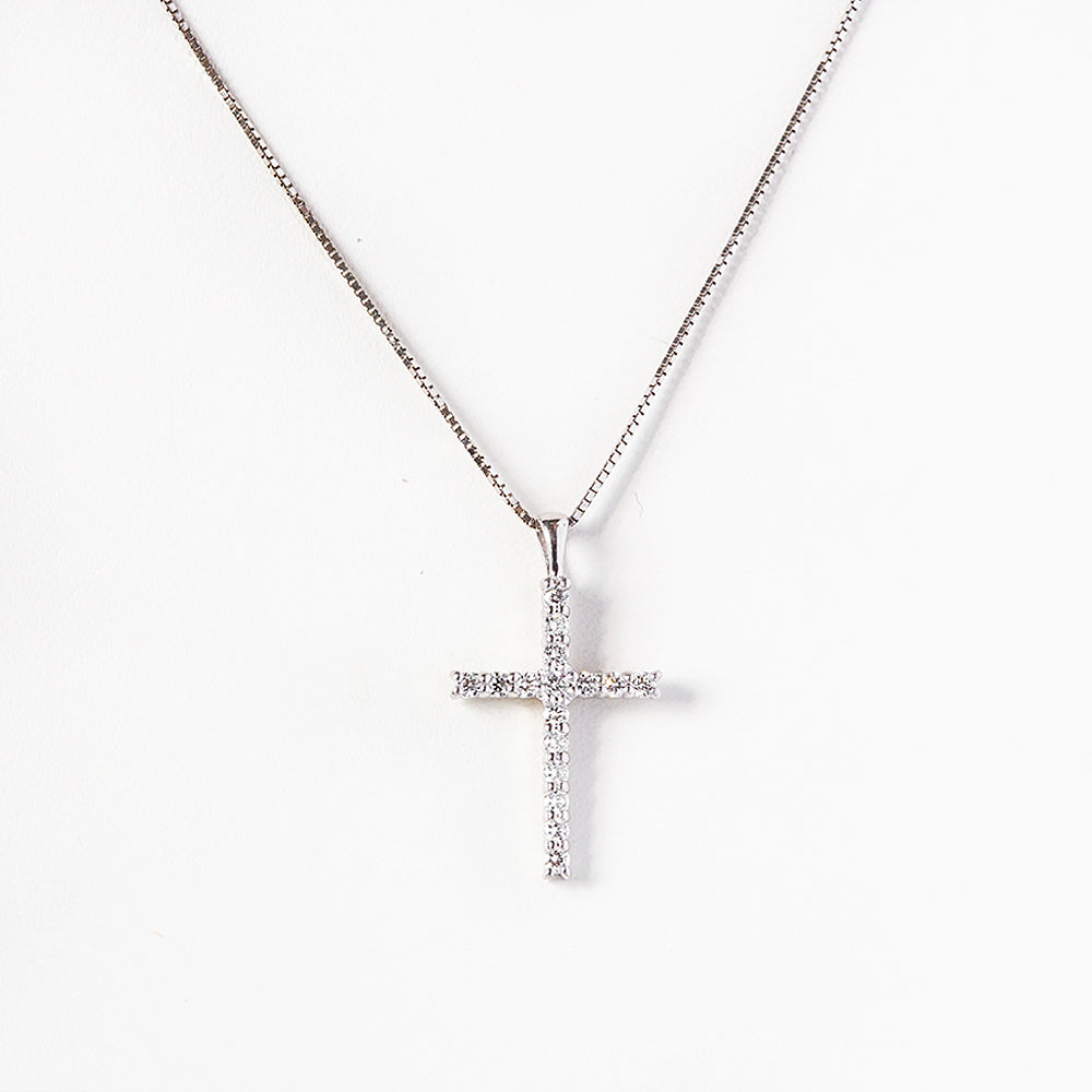 Cross Necklace with Lab Diamonds