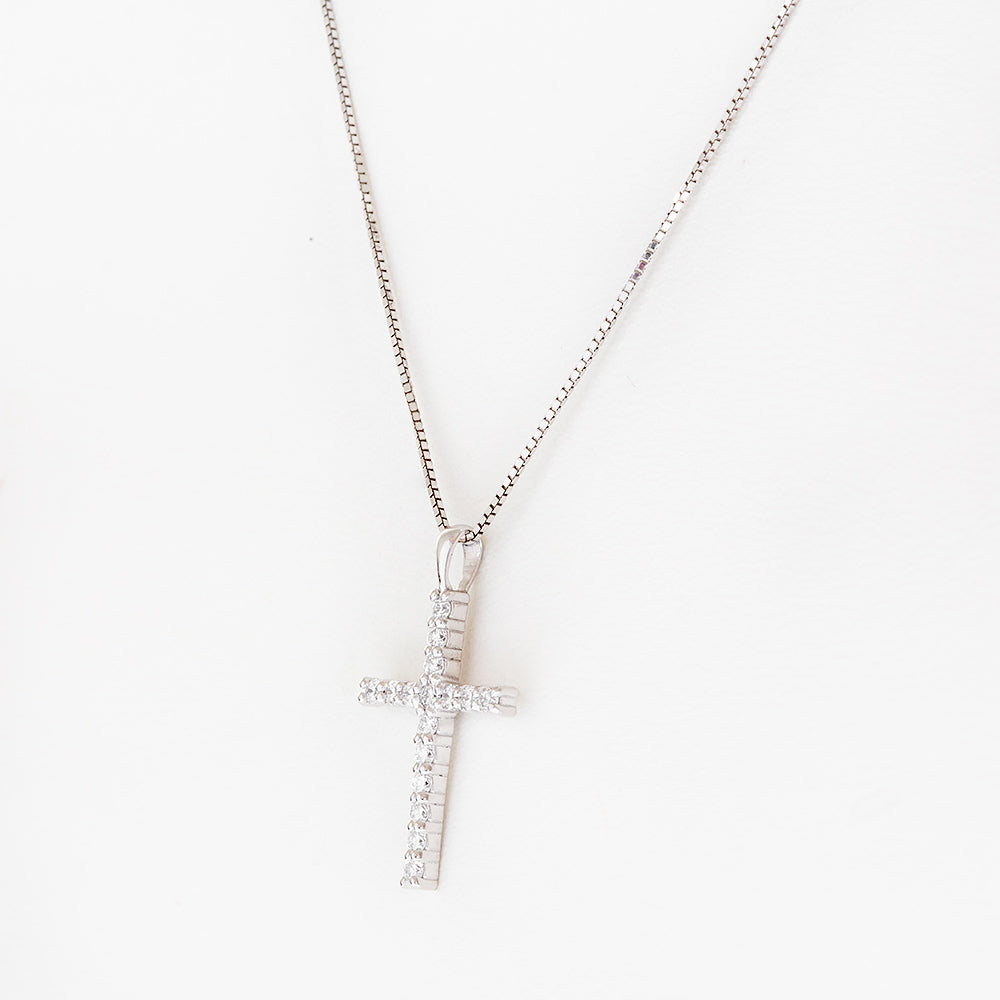Cross Necklace with Lab Diamonds