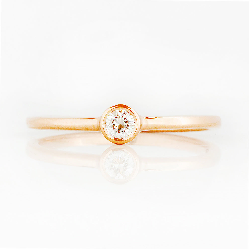 Round Brilliant cut Diamond Promise Ring in Rose Gold - Victoria's Jewellery