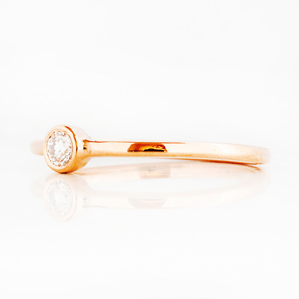 Round Brilliant cut Diamond Promise Ring in Rose Gold - Victoria's Jewellery