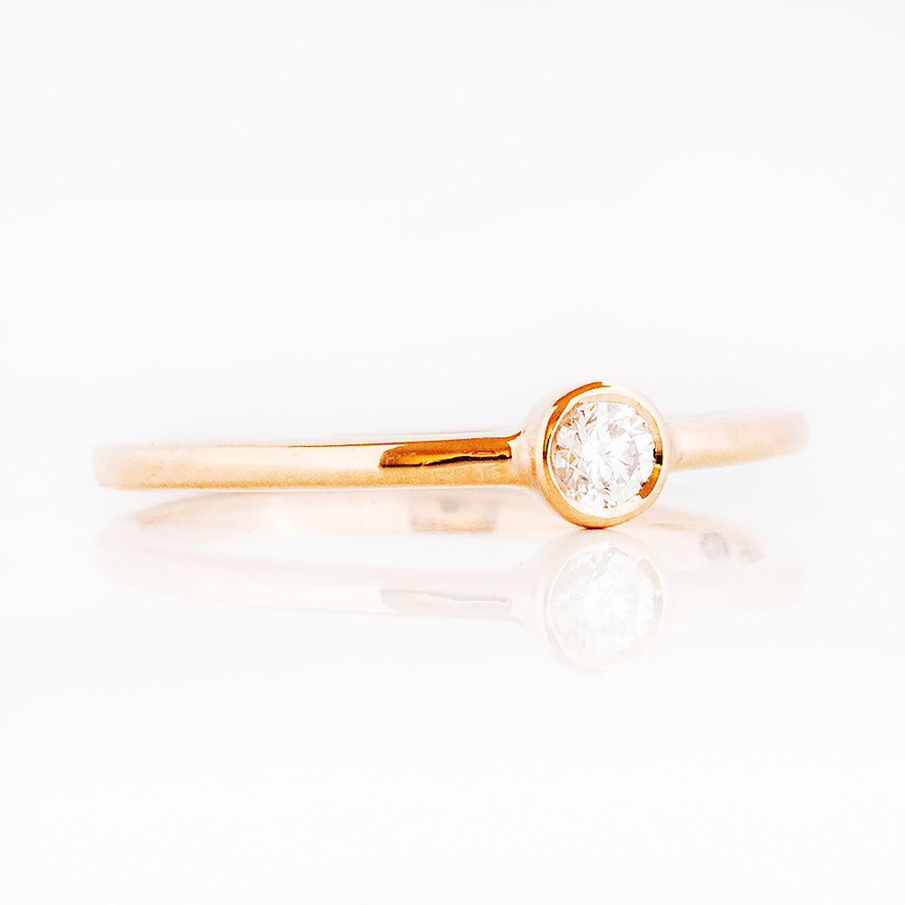 Round Brilliant cut Diamond Promise Ring in Rose Gold - Victoria's Jewellery