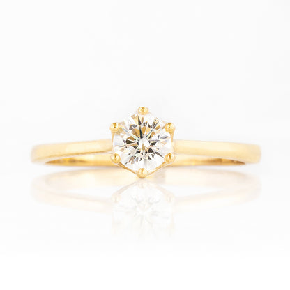 Round cut Diamond Solitaire Engagement Ring in Yellow Gold - Victoria's Jewellery