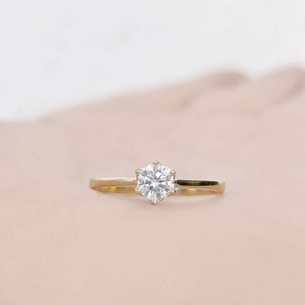 Round cut Diamond Solitaire Engagement Ring in Yellow Gold - Victoria's Jewellery