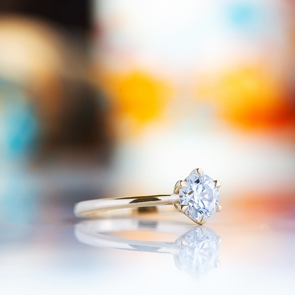 Emmy, a 6 Claw Brilliant cut Lab Diamond Ring - 1ct