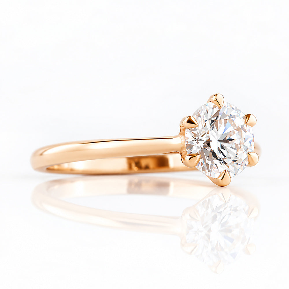 Emmy, a 6 Claw Brilliant cut Lab Diamond Ring - 1ct - Victoria's Jewellery