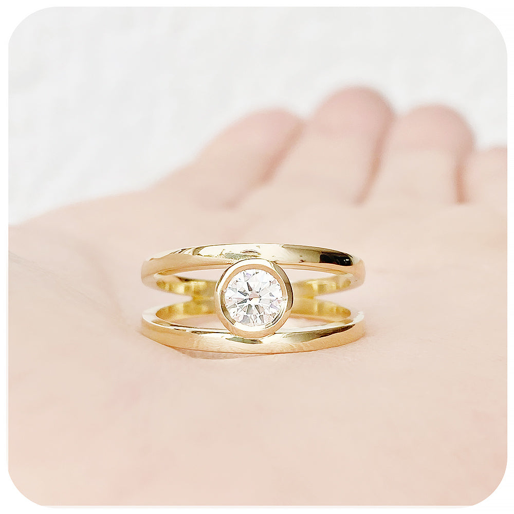 Brilliant cut Lab Grown Diamond Split Band Engagement Ring - Victoria's Jewellery