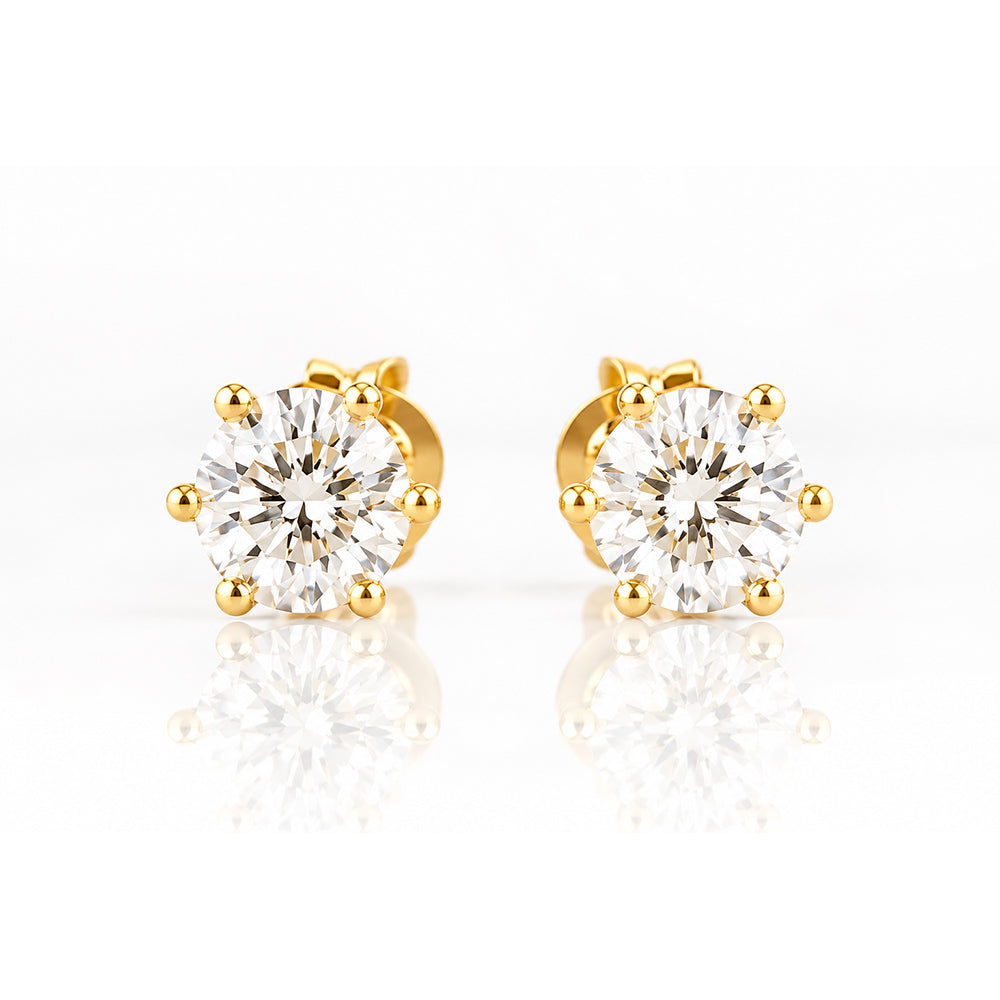 Tulip, Lab Diamond Stud Earrings - 5mm