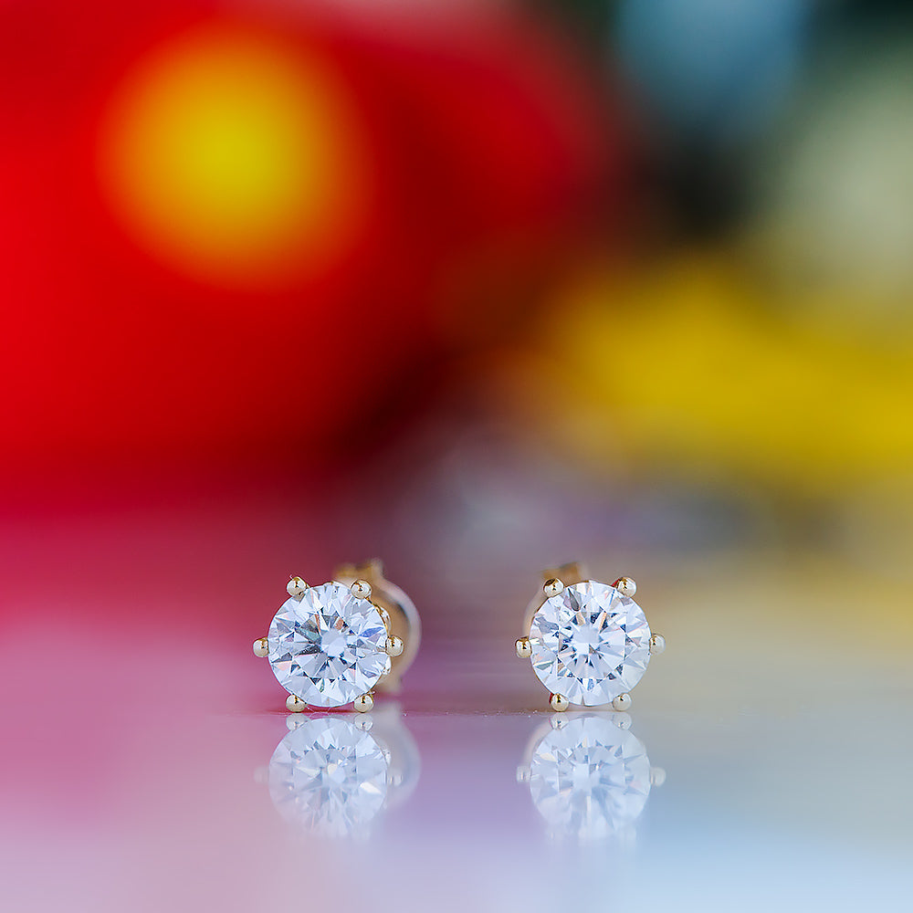 Tulip, Lab Diamond Stud Earrings - 5mm