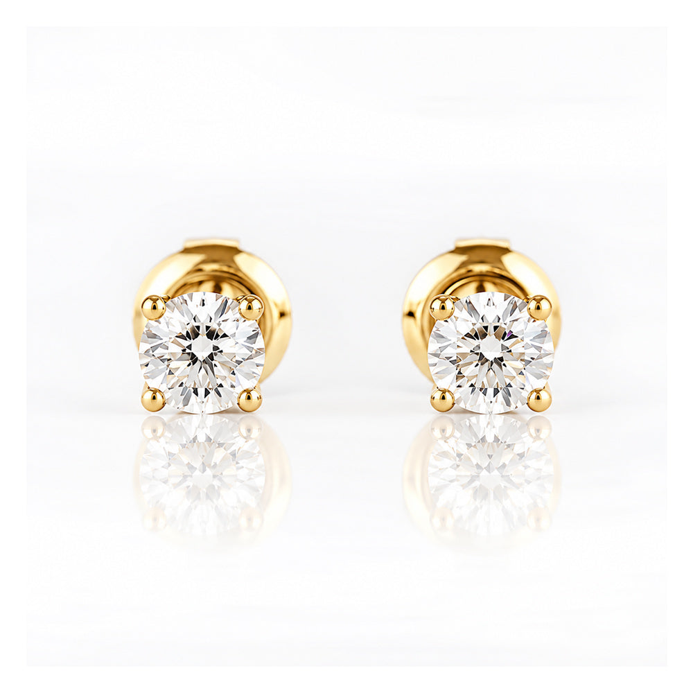 5mm Round Brilliant cut Diamond Stud Earrings - 1ct - Victoria's Jewellery