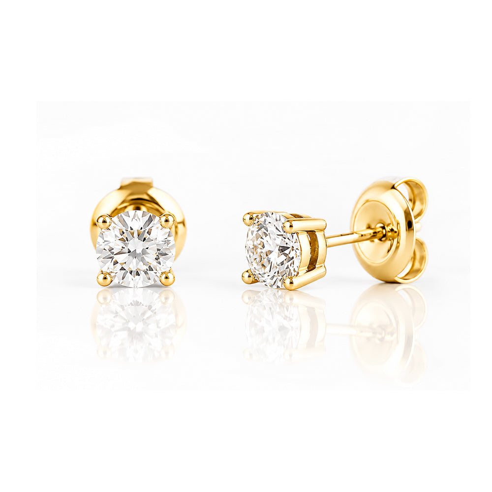 5mm Round Brilliant cut Diamond Stud Earrings - 1ct - Victoria's Jewellery