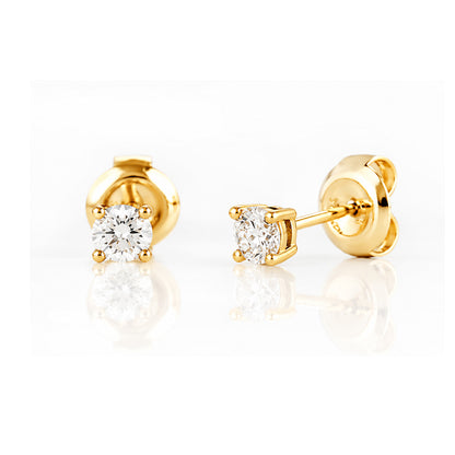 4mm Round Brilliant cut Diamond Stud Earrings - 0.50ct