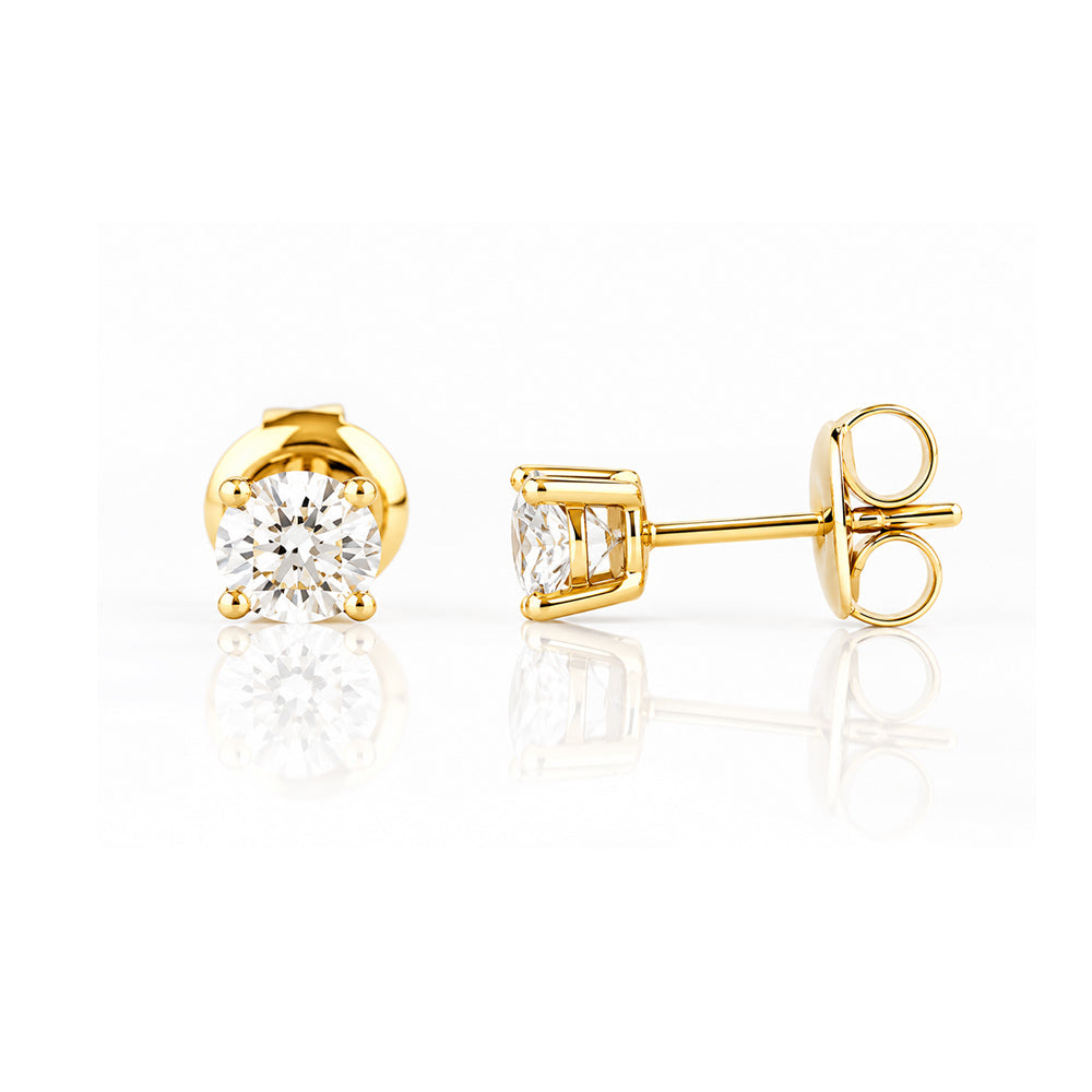 5mm Round Brilliant cut Diamond Stud Earrings - 1ct - Victoria's Jewellery