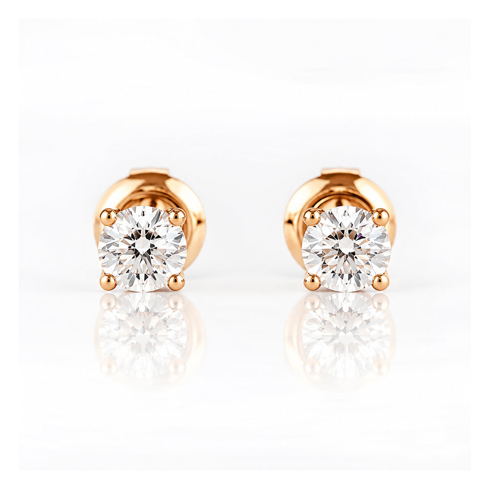 5mm Round Brilliant cut Diamond Stud Earrings - 1ct - Victoria's Jewellery