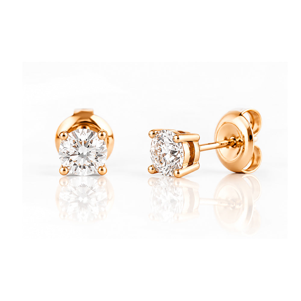 5mm Round Brilliant cut Diamond Stud Earrings - 1ct - Victoria's Jewellery