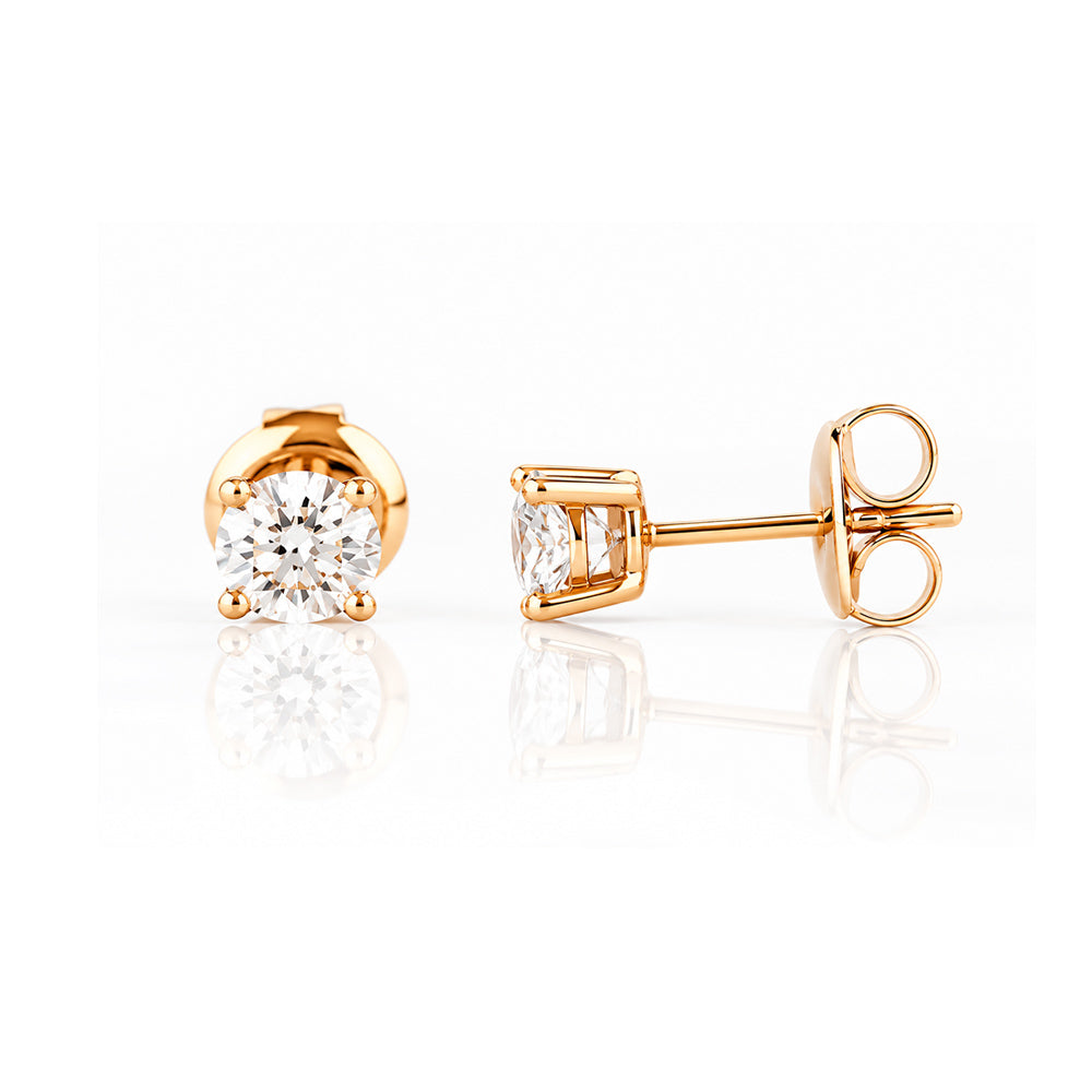 5mm Round Brilliant cut Diamond Stud Earrings - 1ct - Victoria's Jewellery