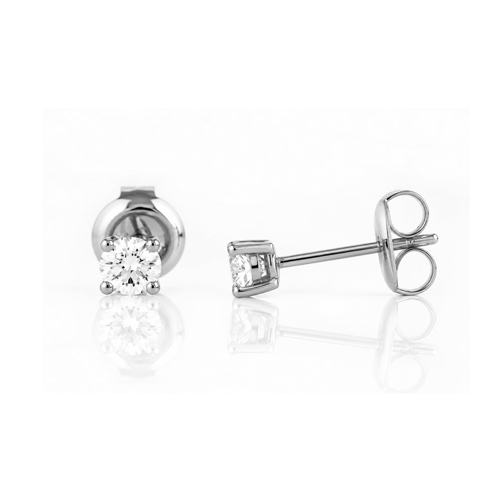 4mm Round Brilliant cut Diamond Stud Earrings - 0.50ct