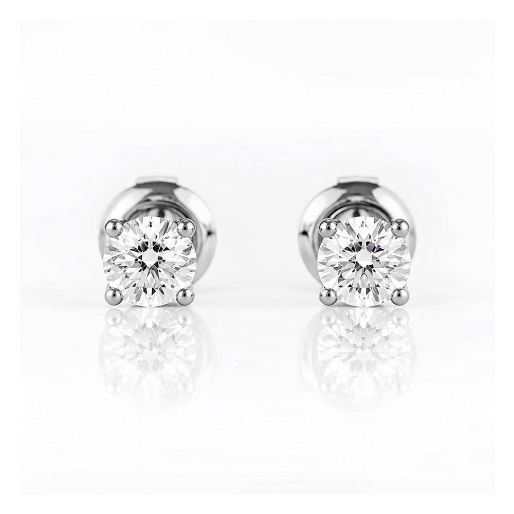 5mm Round Brilliant cut Diamond Stud Earrings - 1ct - Victoria's Jewellery
