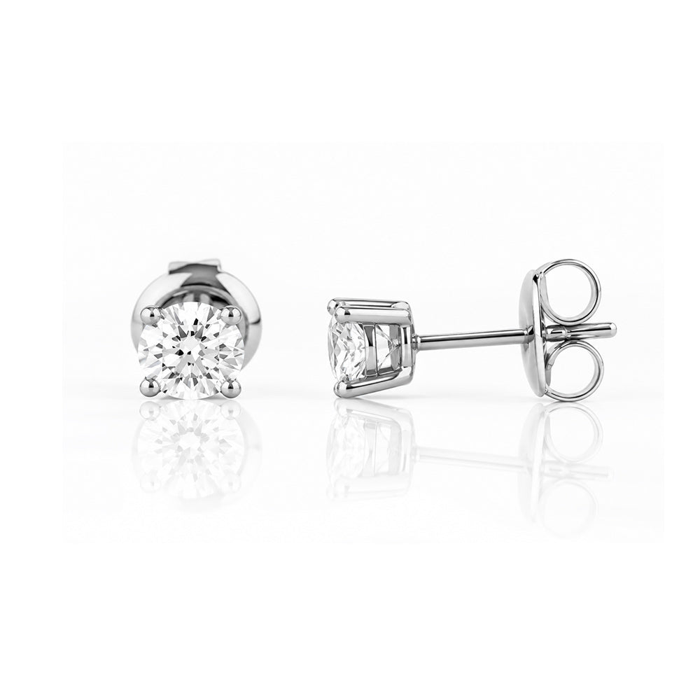 5mm Round Brilliant cut Diamond Stud Earrings - 1ct - Victoria's Jewellery