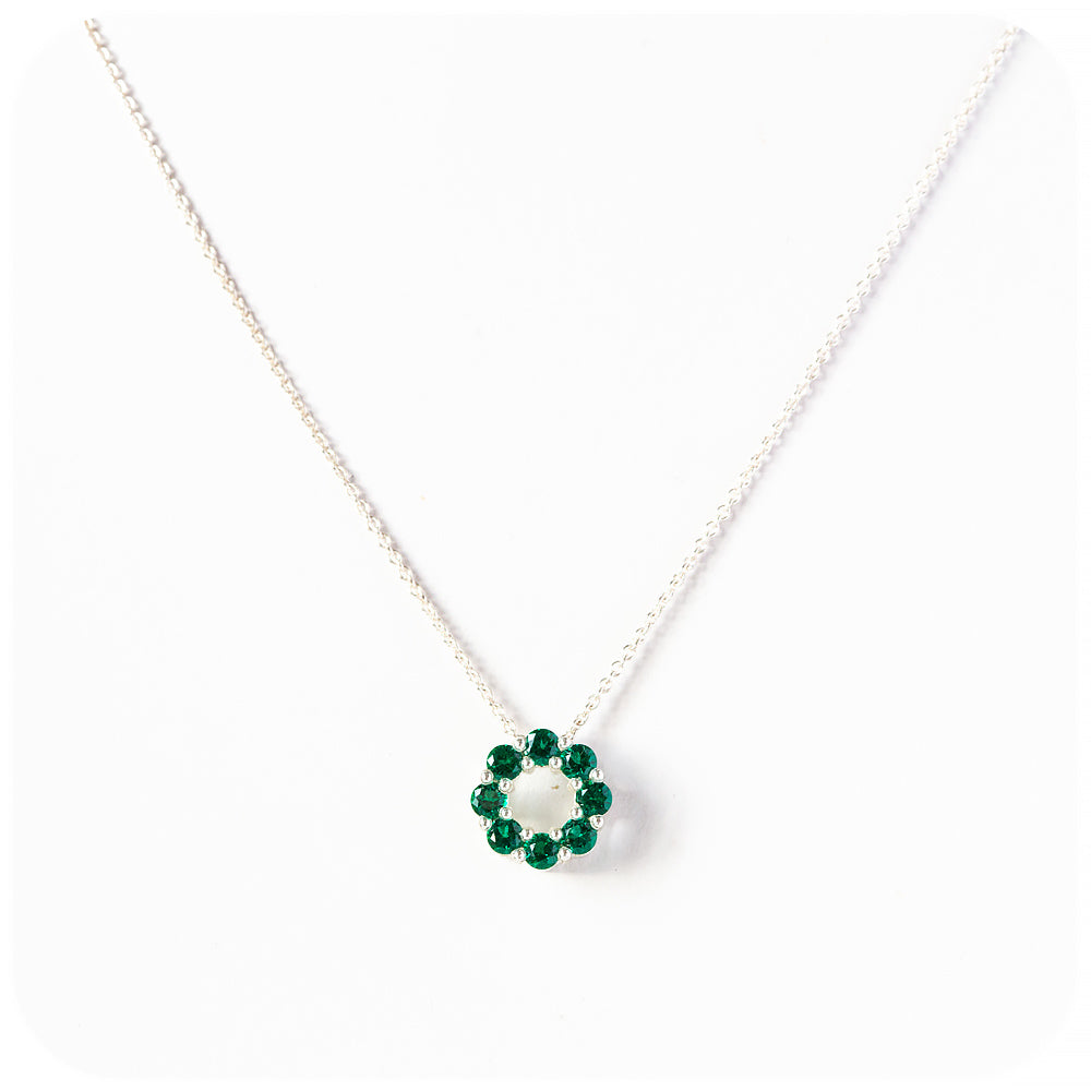 Round cut Emerald Circle of Life Pendant - May Birthstone - Victoria's Jewellery