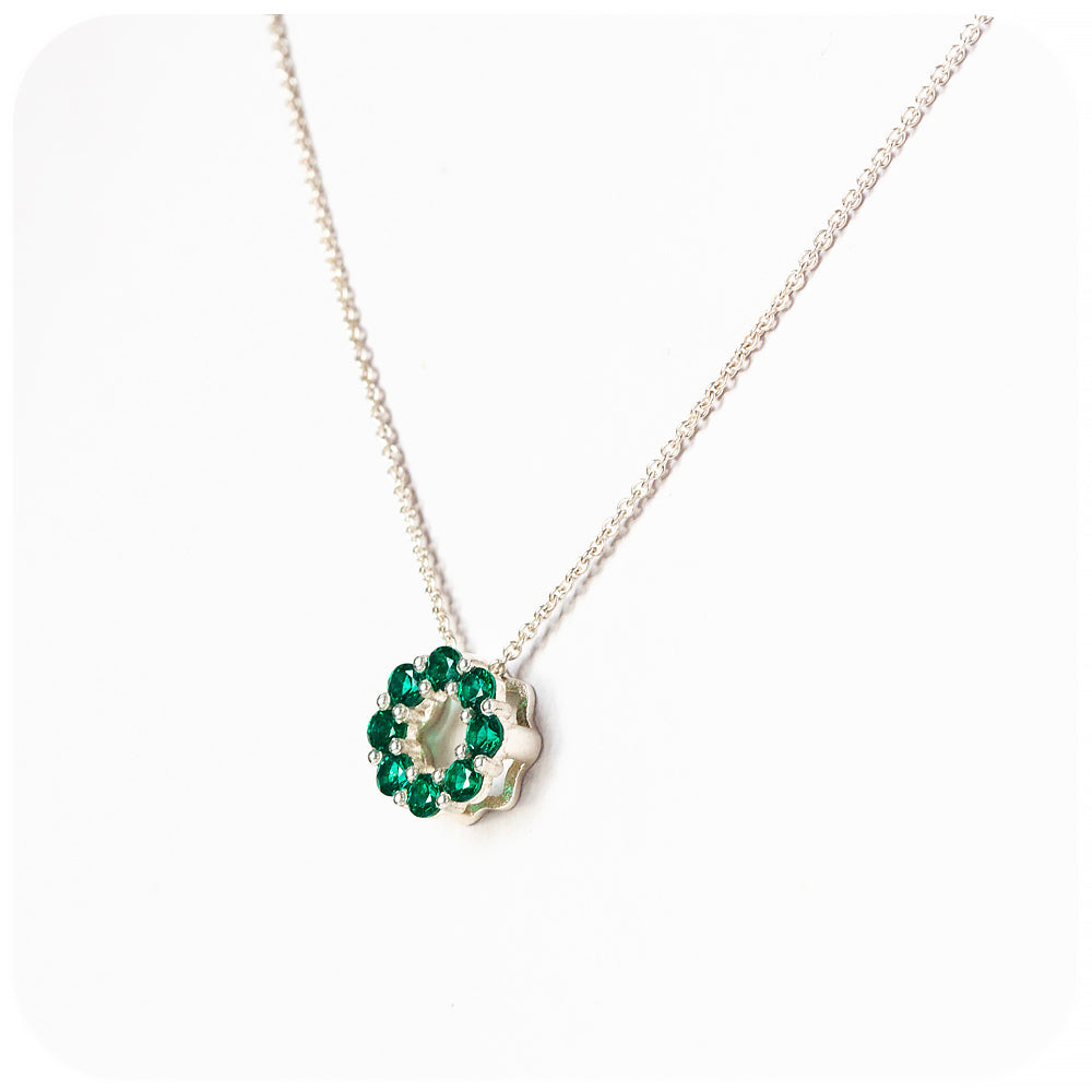 Round cut Emerald Circle of Life Pendant - May Birthstone - Victoria's Jewellery