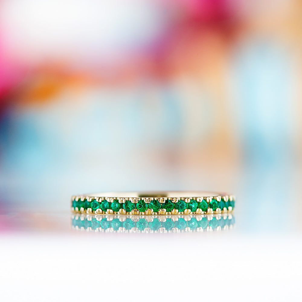 Emma, an Emerald Half Eternity Wedding Band - Victoria's Jewellery
