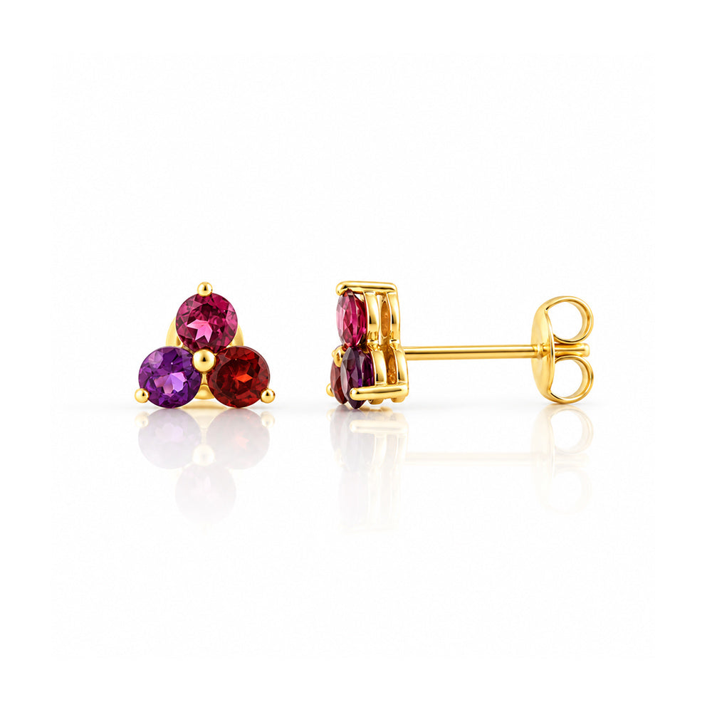 The Trilogy Amethyst, Rhodolite and Garnet Stud Earrings