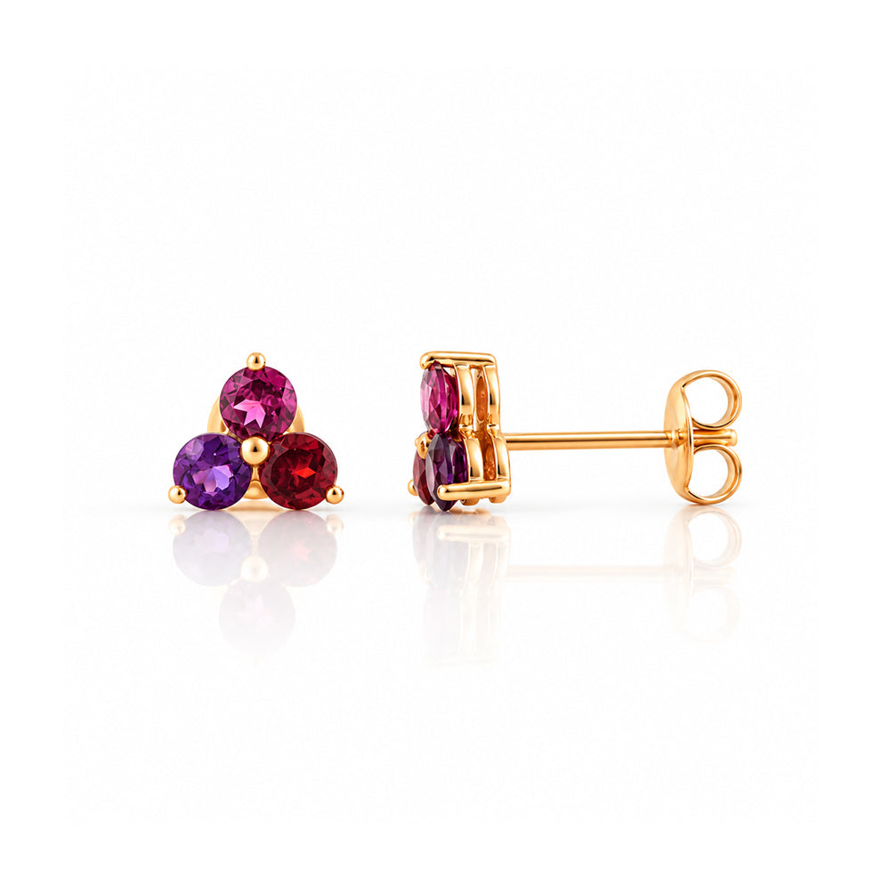 The Trilogy Amethyst, Rhodolite and Garnet Stud Earrings