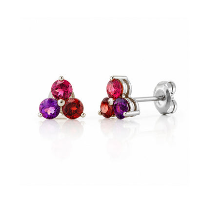 The Trilogy Amethyst, Rhodolite and Garnet Stud Earrings