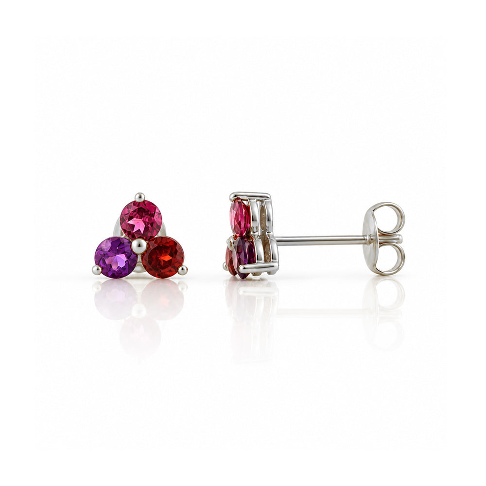 The Trilogy Amethyst, Rhodolite and Garnet Stud Earrings