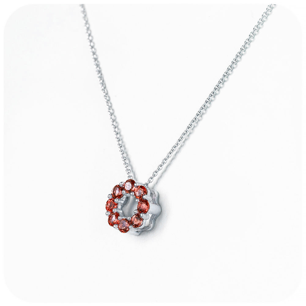 Round cut Garnet Circle of Life Pendant - January Birthstone - Victoria's Jewellery