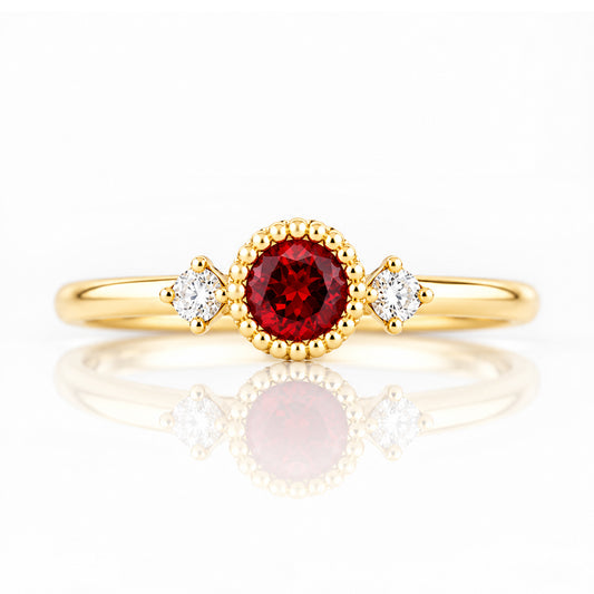 Milly, a Garnet and Lab Diamond Ring - Victoria's Jewellery