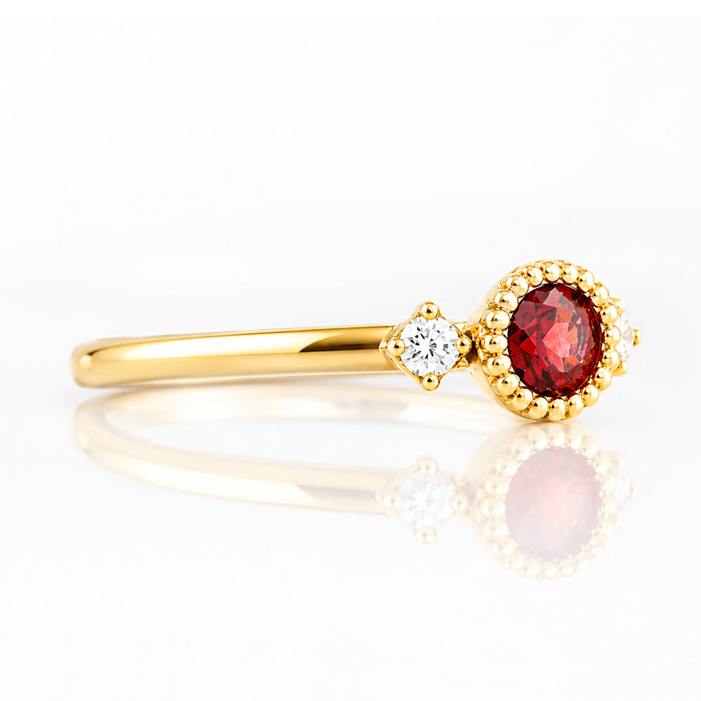 Milly, a Garnet and Lab Diamond Ring - Victoria's Jewellery