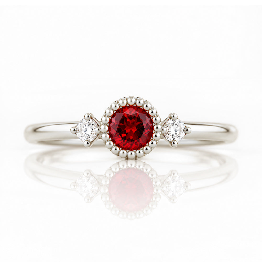 Milly, a Garnet and Lab Diamond Ring - Victoria's Jewellery