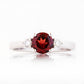 Lea, a Garnet and Lab Diamond Trilogy Ring