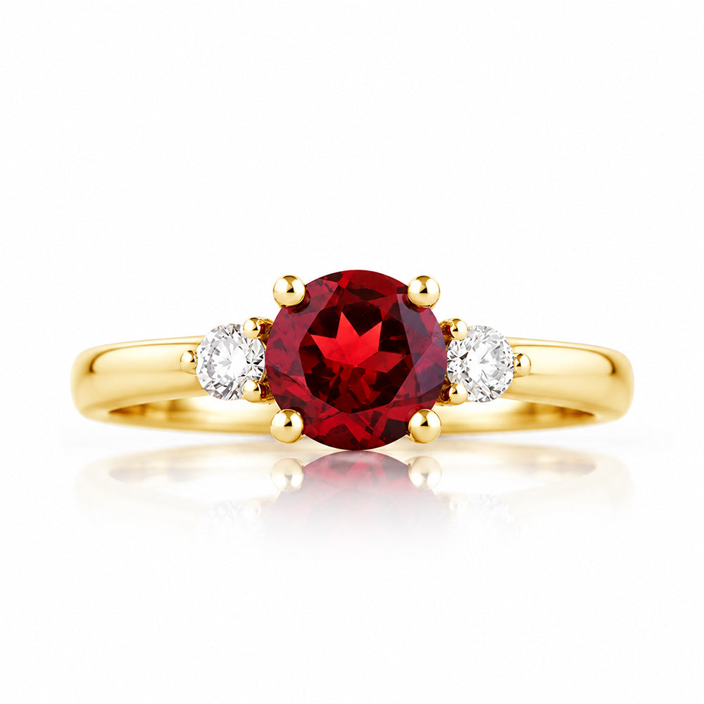 Lea, a Garnet and Lab Diamond Trilogy Ring - Victoria's Jewellery