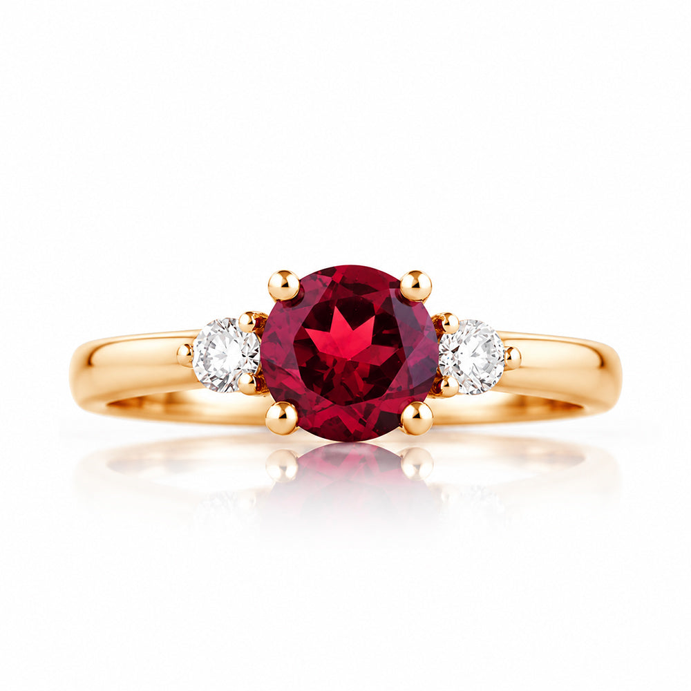 Lea, a Garnet and Lab Diamond Trilogy Ring - Victoria's Jewellery