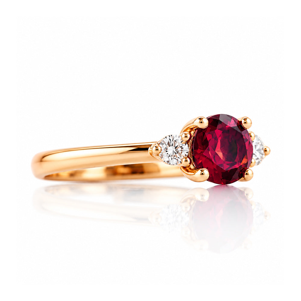 Lea, a Garnet and Lab Diamond Trilogy Ring - Victoria's Jewellery