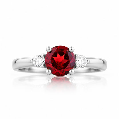 Lea, a Garnet and Lab Diamond Trilogy Ring - Victoria's Jewellery