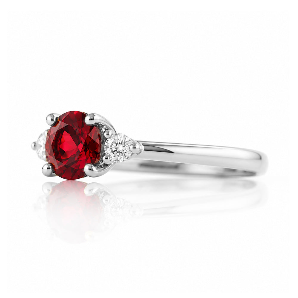 Lea, a Garnet and Lab Diamond Trilogy Ring - Victoria's Jewellery