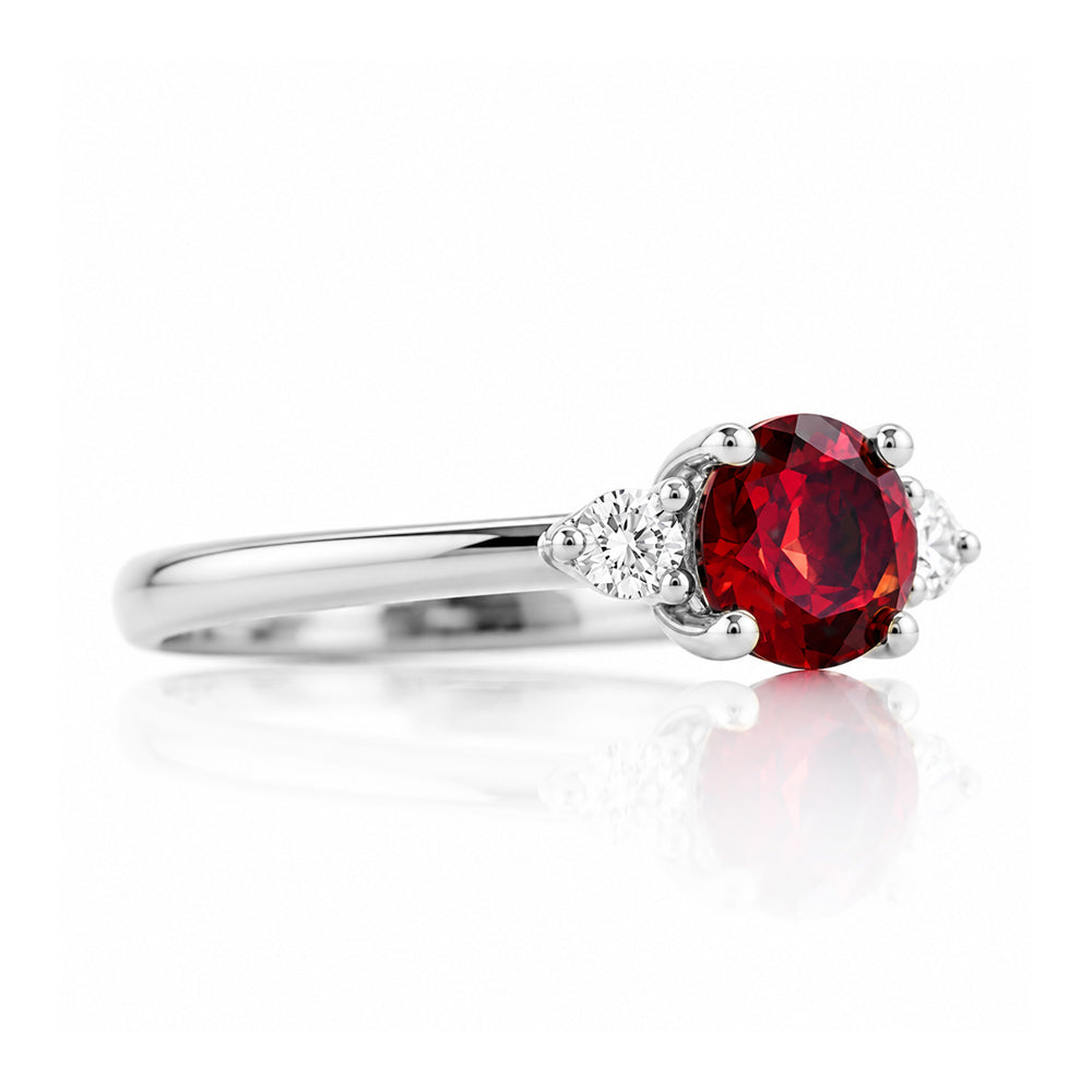 Lea, a Garnet and Lab Diamond Trilogy Ring - Victoria's Jewellery