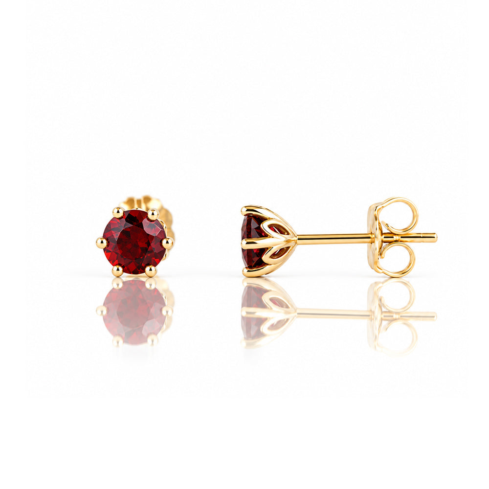 Tulip, Garnet Stud Earrings - 5mm