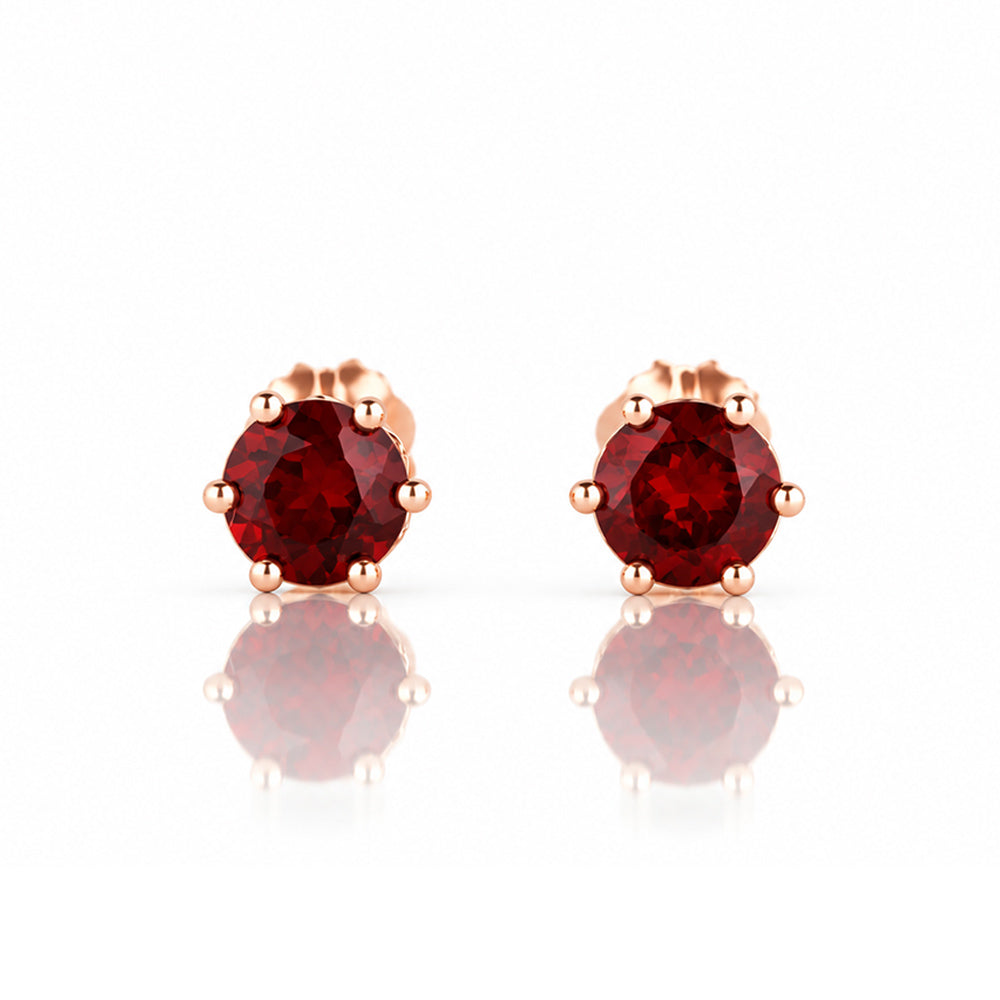 Tulip, Garnet Stud Earrings - 5mm