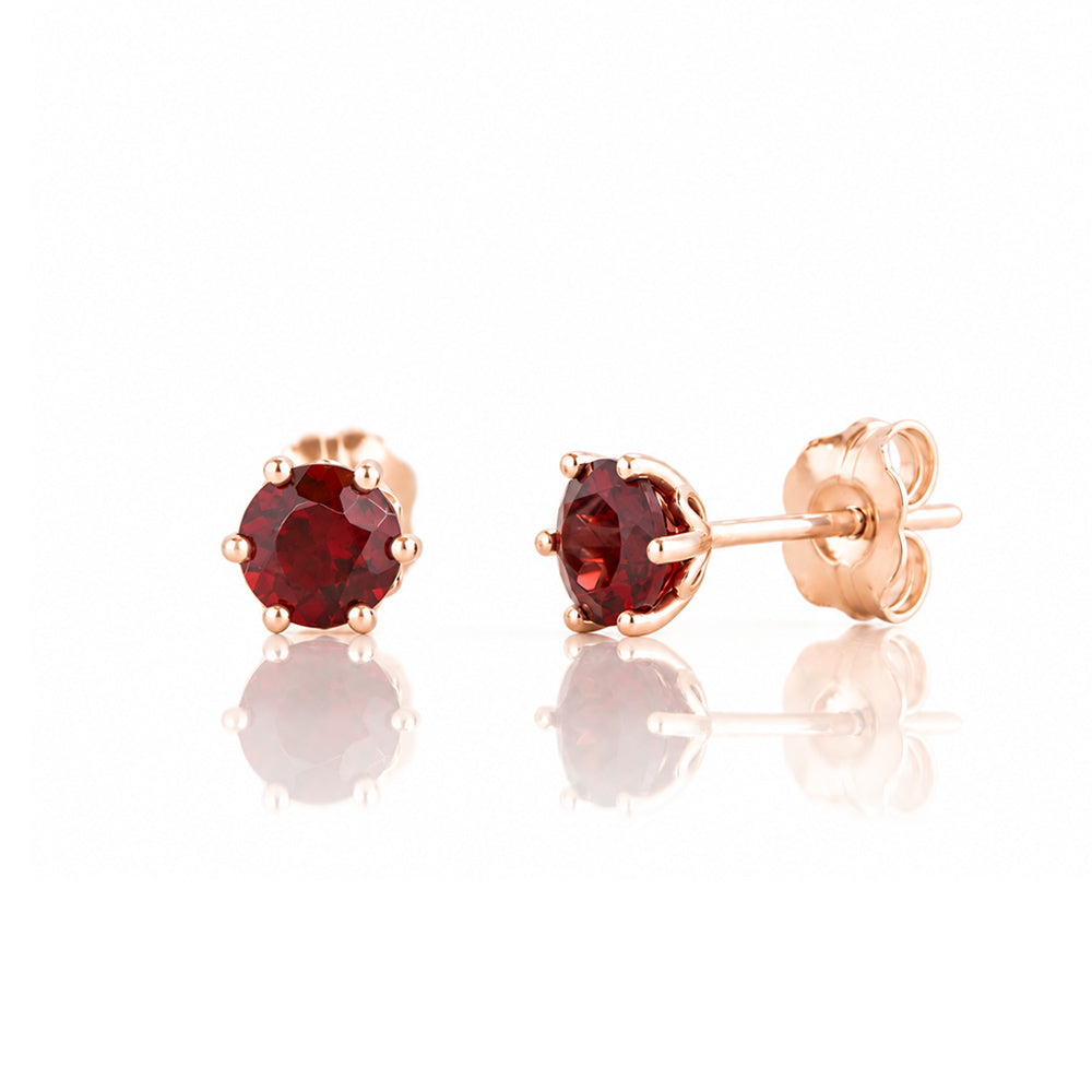 Tulip, Garnet Stud Earrings - 5mm