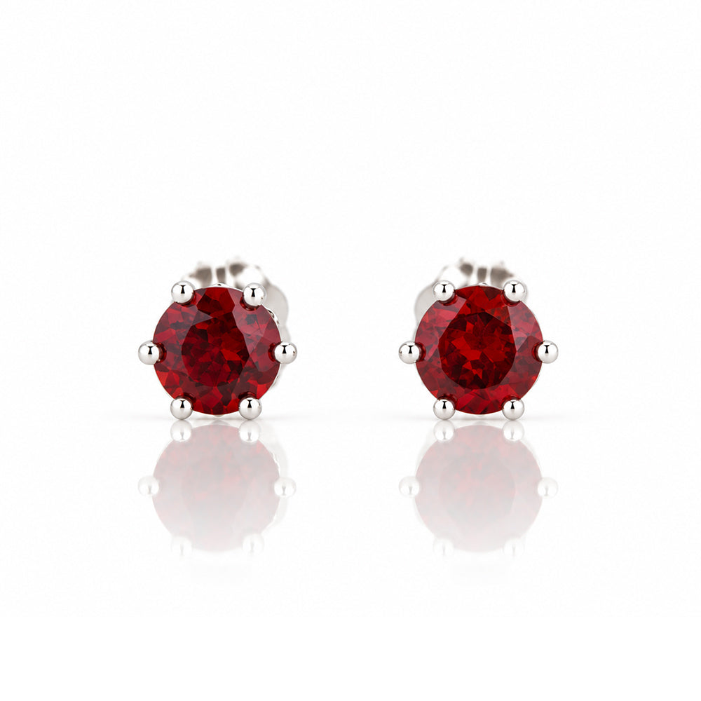 Tulip, Garnet Stud Earrings - 5mm