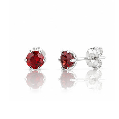 Tulip, Garnet Stud Earrings - 5mm