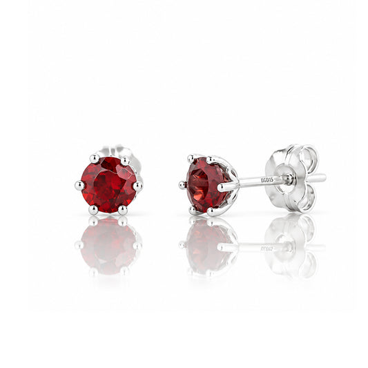 Tulip, Garnet Stud Earrings - 5mm