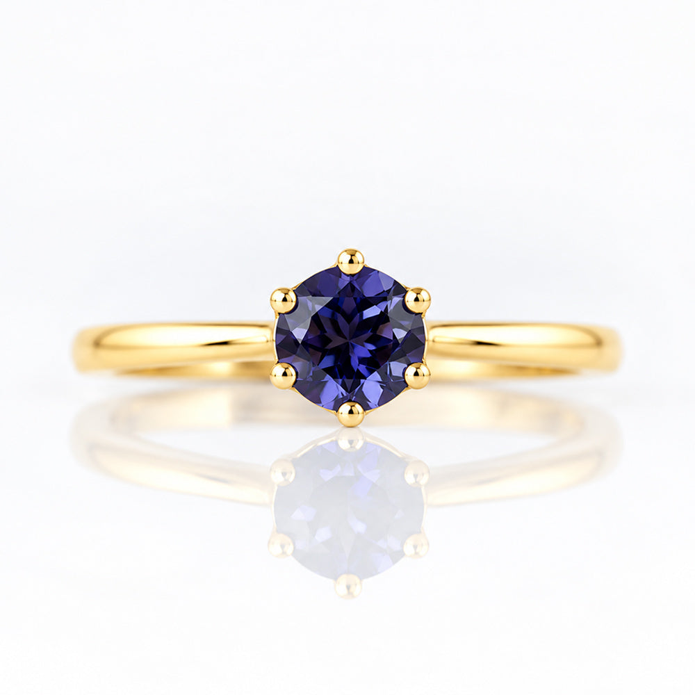 Tulip, a Six Claw Iolite Ring - Victoria's Jewellery