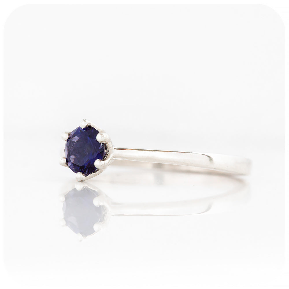 Round cut Iolite Solitaire Stack Ring - Victoria's Jewellery